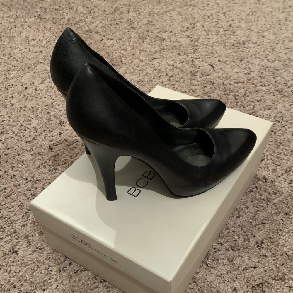 BCBG Black Leather Heels